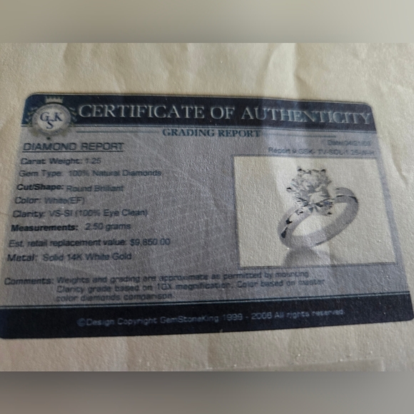 1 - 1.49 CT Round Cut 3 Stone Diamond Ring - Picture 3 of 4